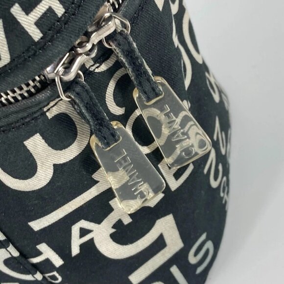 CHANEL By The Sea Line Vanity bag 2WAY Shoulder Bag Hand Bag Canvas Black/White - Picture 9 of 15